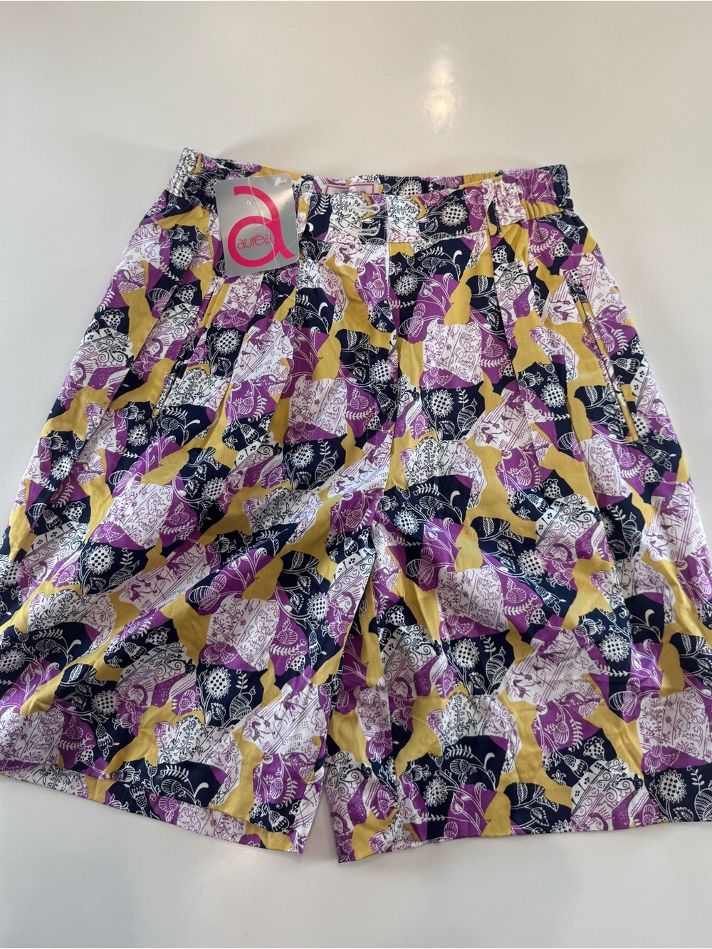 Circle Skirt with Purple, Yellow & Black Floral Patchprint - Aurelia